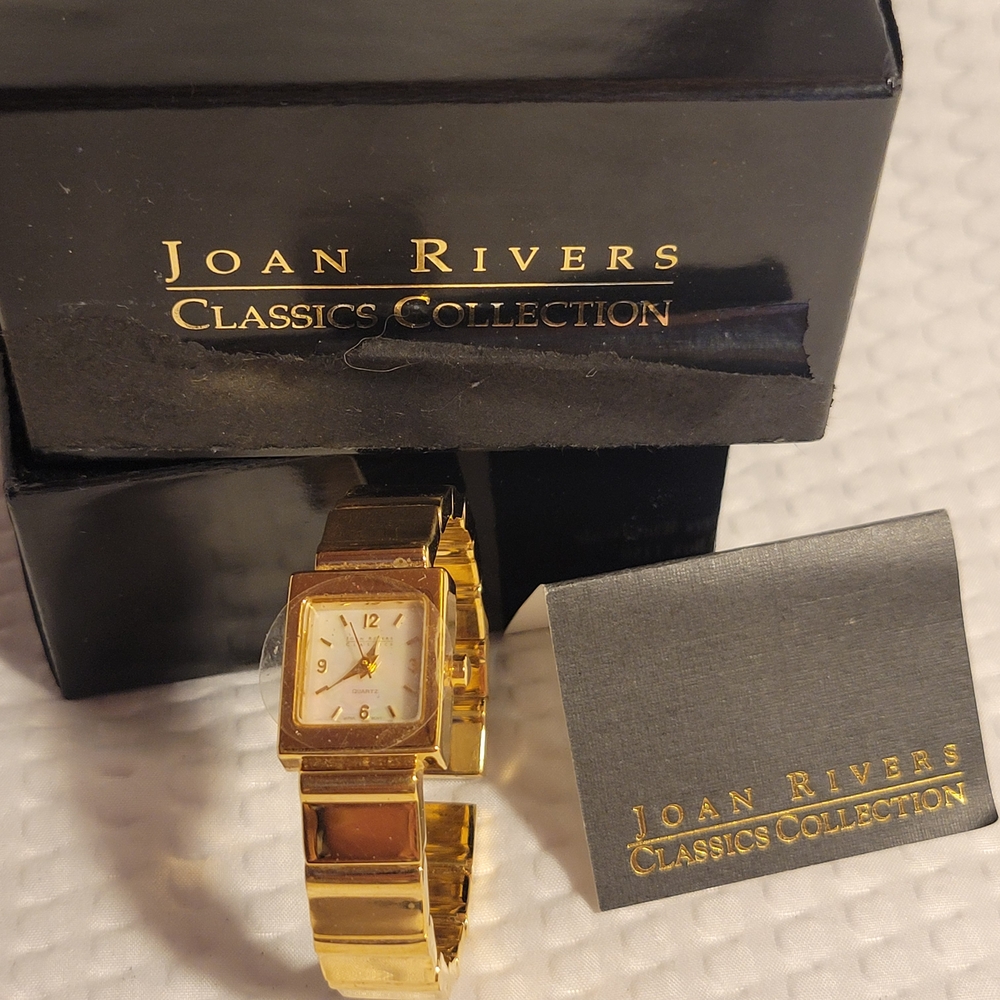 Vintage Joan Rivers Gold Tone Women's Cuff Watch 18mm MOP Dial